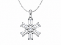 White Floral Crystal Pendant with Chain
