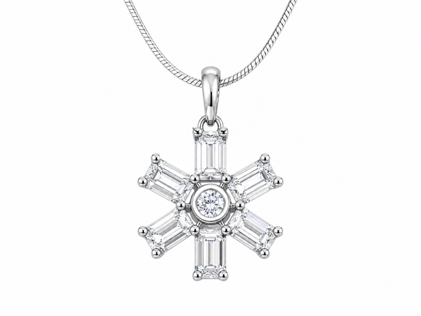 White Floral Crystal Pendant with Chain