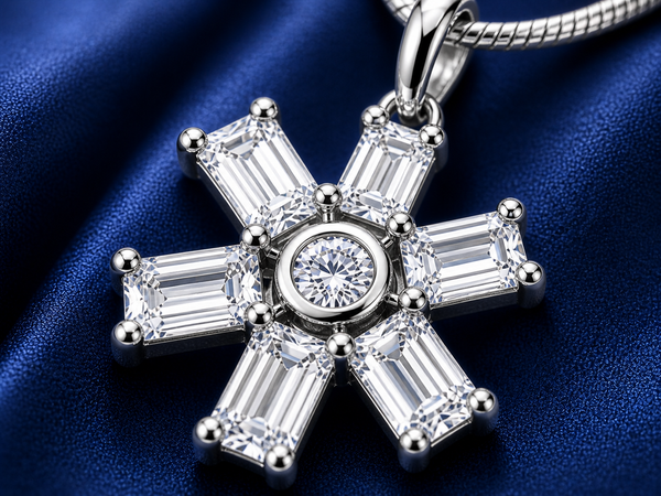 White Floral Crystal Pendant with Chain