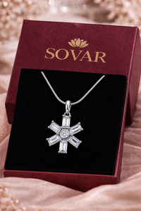 White Floral Crystal Pendant with Chain