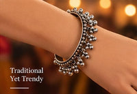 SOVAR Oxidised Silver Peacock Necklace & Earrings Set for Women | Traditional Ethnic Jewellery