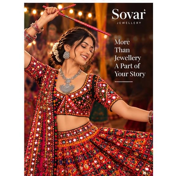 SOVAR Oxidised Silver Tribal Necklace & Earrings Set for Women | Traditional Ethnic Jewellery