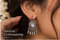 SOVAR Oxidised Silver Necklace Set for Women with Matching Earrings | Tribal Ethnic Jewellery