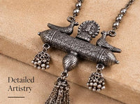 SOVAR Oxidised Silver Peacock Tribal Necklace for Women | Traditional Ethnic Statement Jewellery