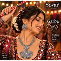 SOVAR Oxidised Silver Tribal Necklace & Earrings Set for Women | Traditional Ethnic Jewellery