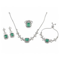 Sovar Emerald Green Stone Adjustable Jewelry Set