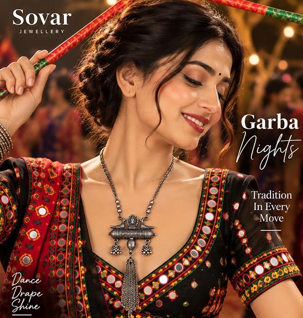 SOVAR Oxidised Silver Peacock Tribal Necklace for Women | Traditional Ethnic Statement Jewellery