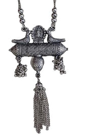 SOVAR Oxidised Silver Peacock Tribal Necklace for Women | Traditional Ethnic Statement Jewellery