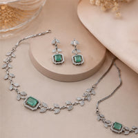 Sovar Emerald Green Stone Adjustable Jewelry Set