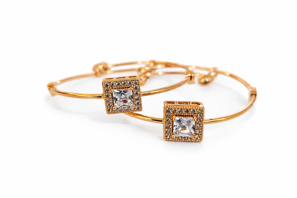 Rose Gold American Diamond Adjustable Square Bracelet