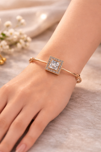 Rose Gold American Diamond Adjustable Square Bracelet