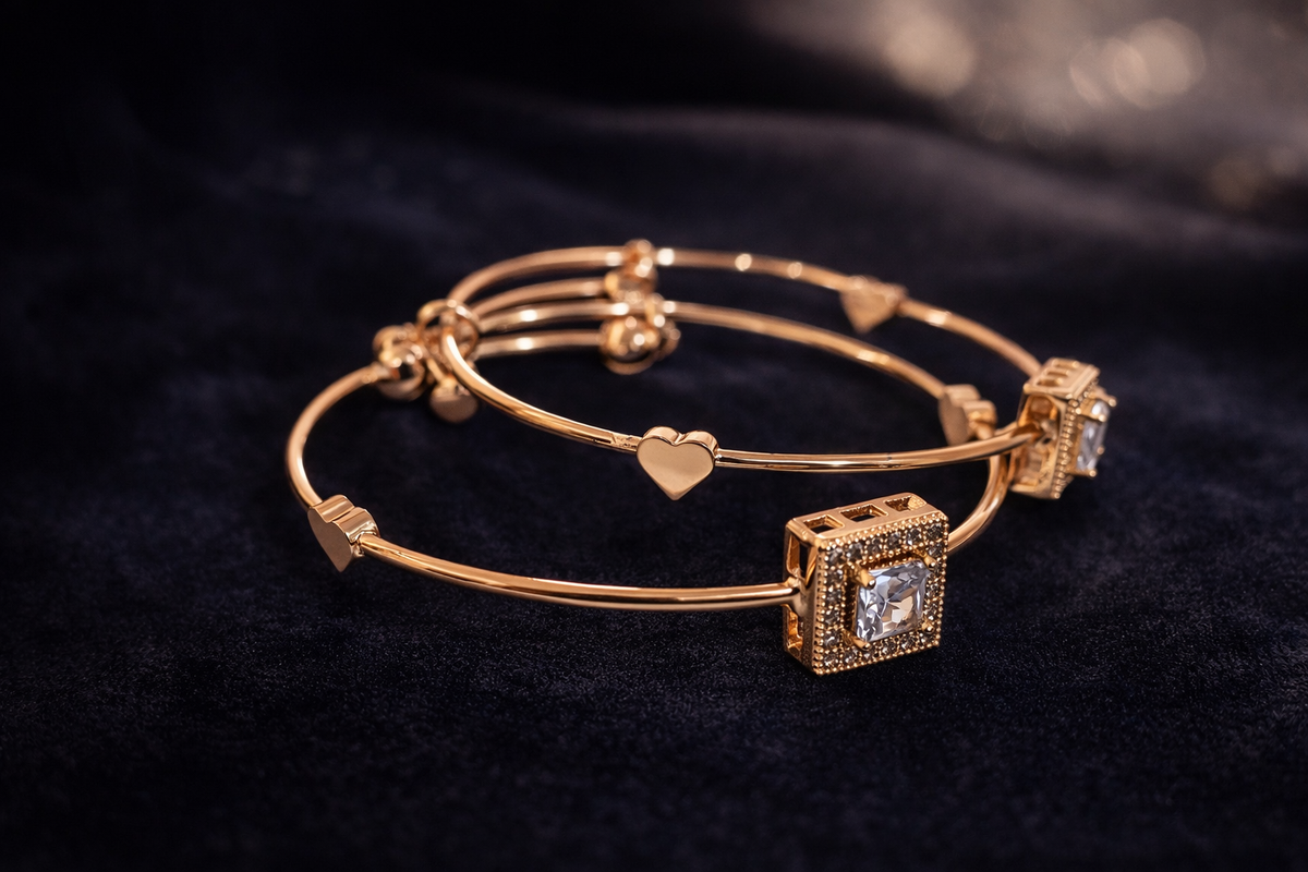 Rose Gold American Diamond Adjustable Square Bracelet