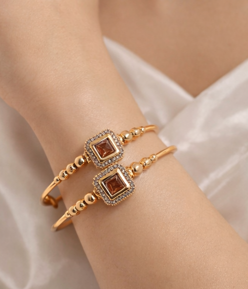 Rose Gold American Diamond Adjustable Bracelet for Girls