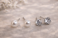 3 Pair CZ Crystal & Pearl Studs Combo