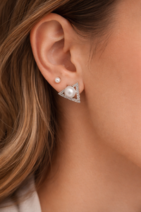3 Pair CZ Crystal & Pearl Studs Combo