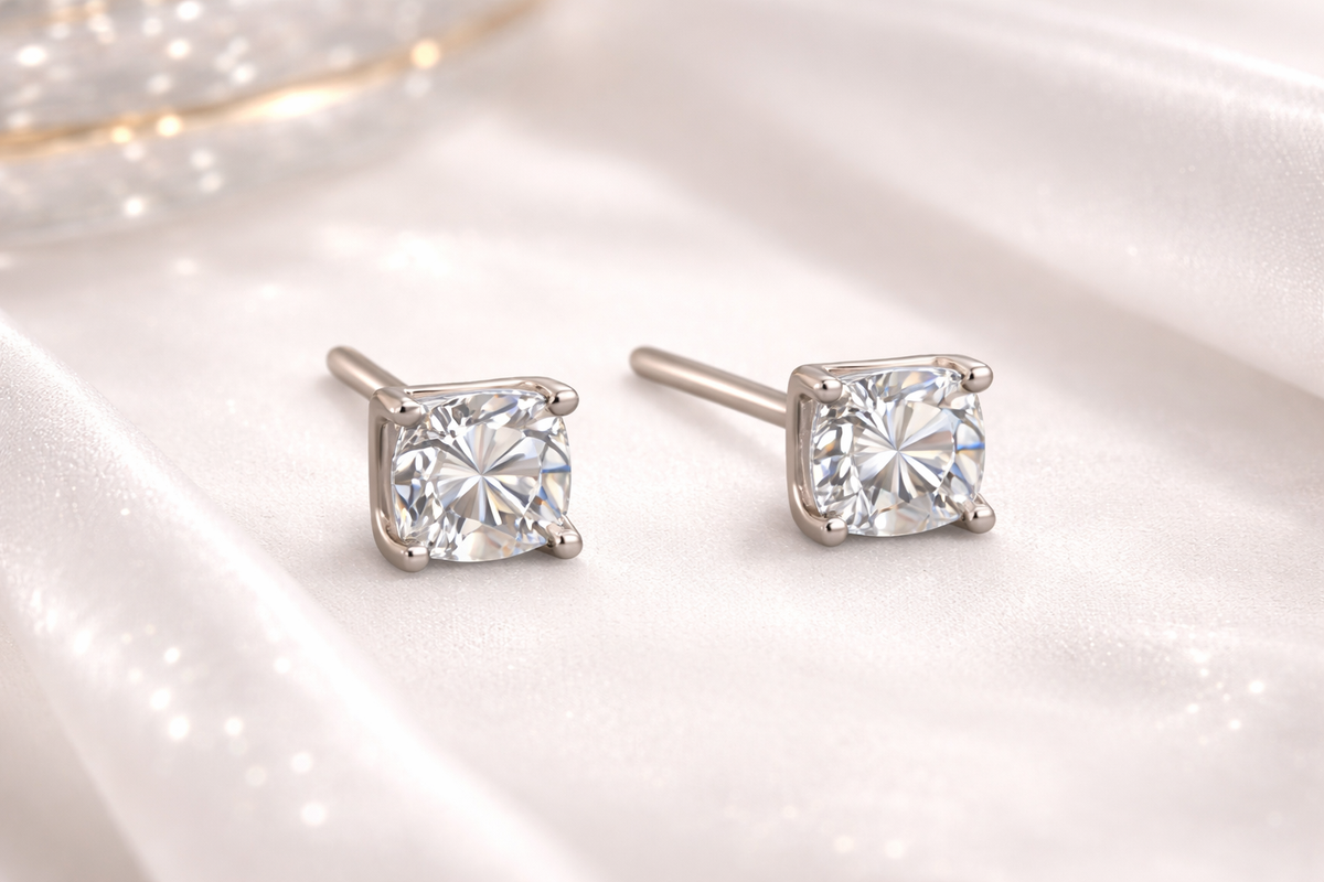 Square Cut CZ Diamond Studs