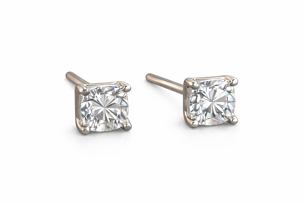 Square Cut CZ Diamond Studs