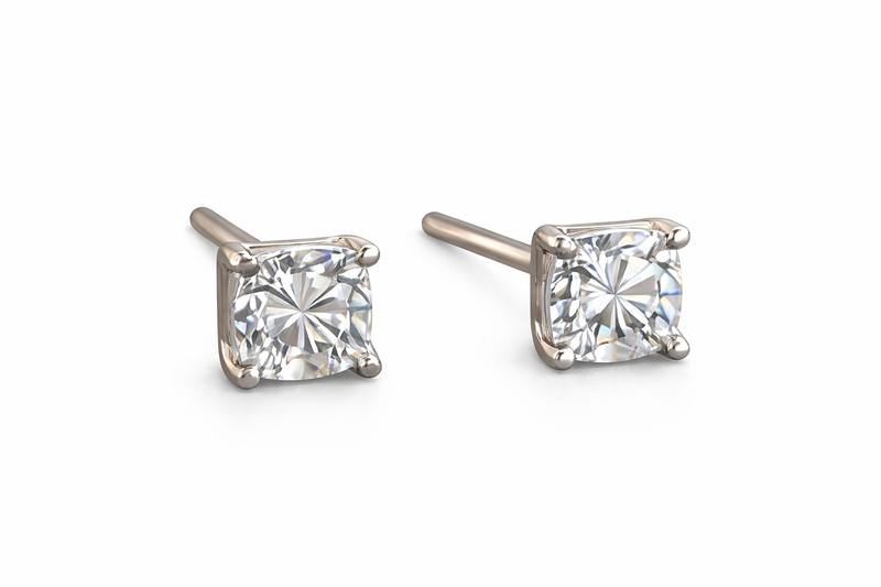 Square Cut CZ Diamond Studs