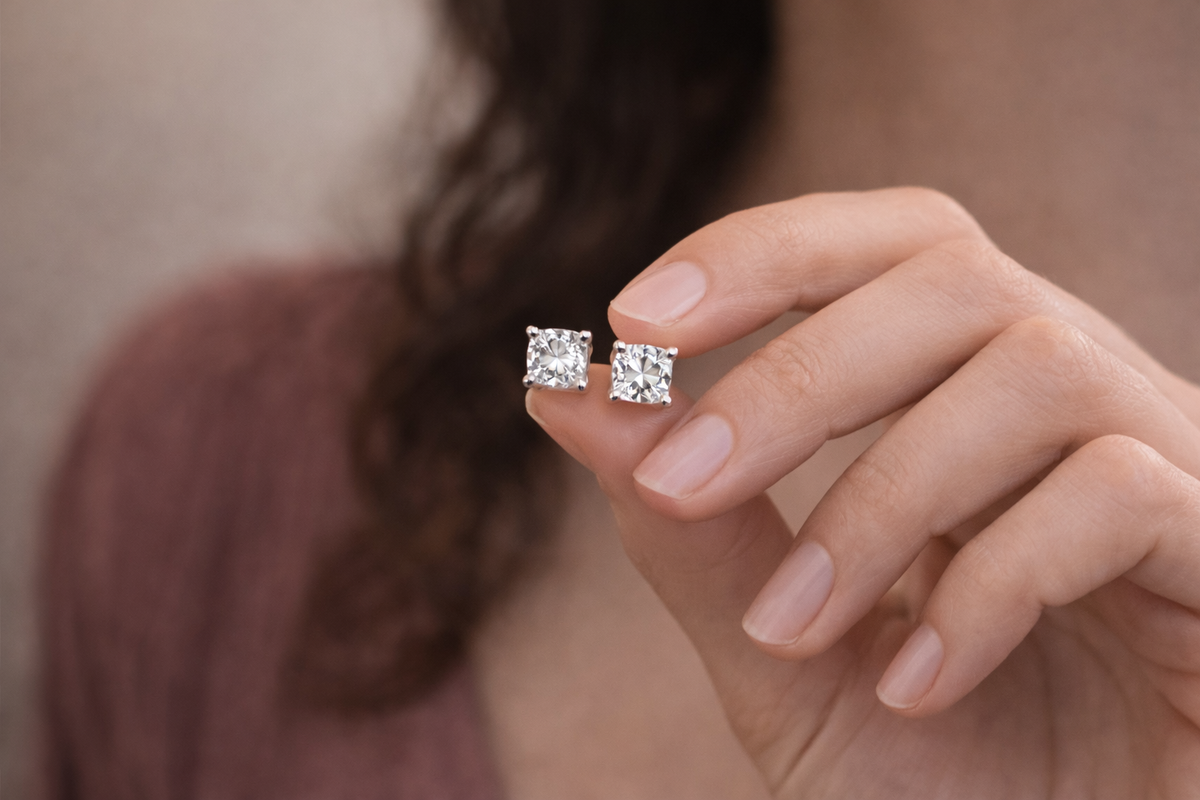 Square Cut CZ Diamond Studs