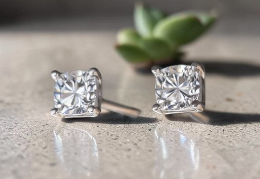 Square Cut CZ Diamond Studs
