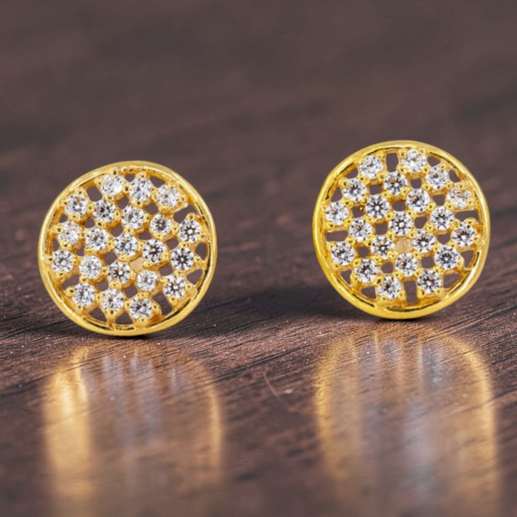 Round CZ Stone Designer Studs