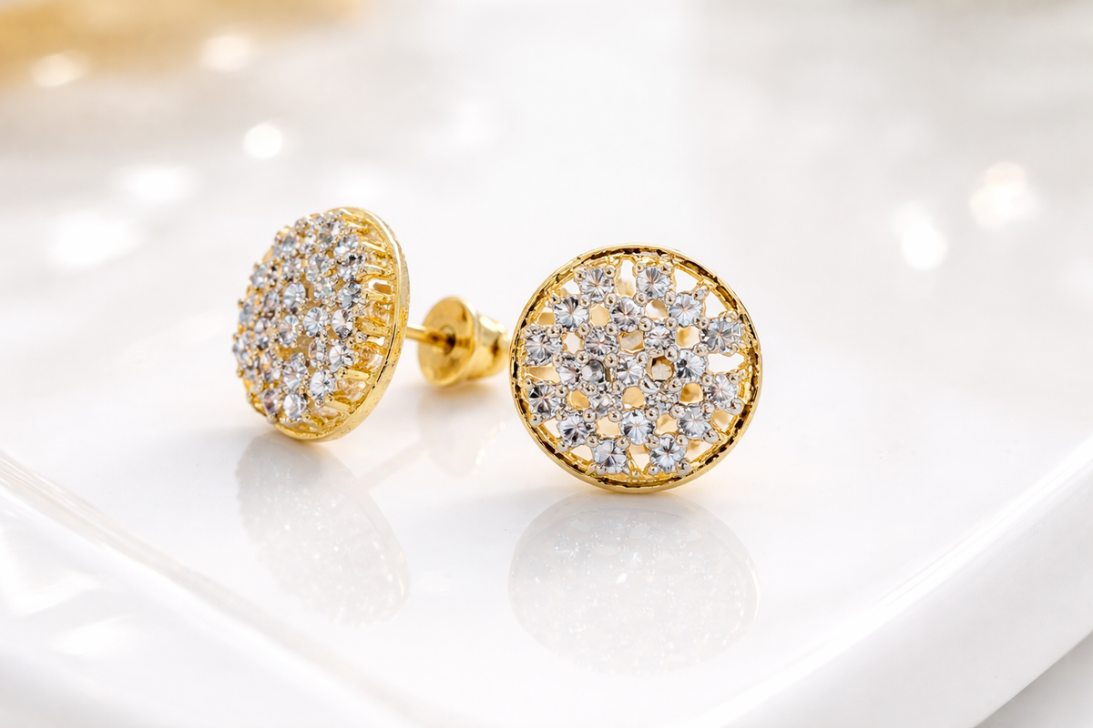 Round CZ Stone Designer Studs
