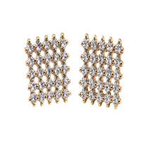 Gold Plated CZ Grid Design Studs