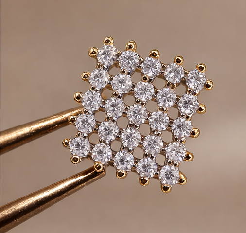 Gold Plated CZ Grid Design Studs