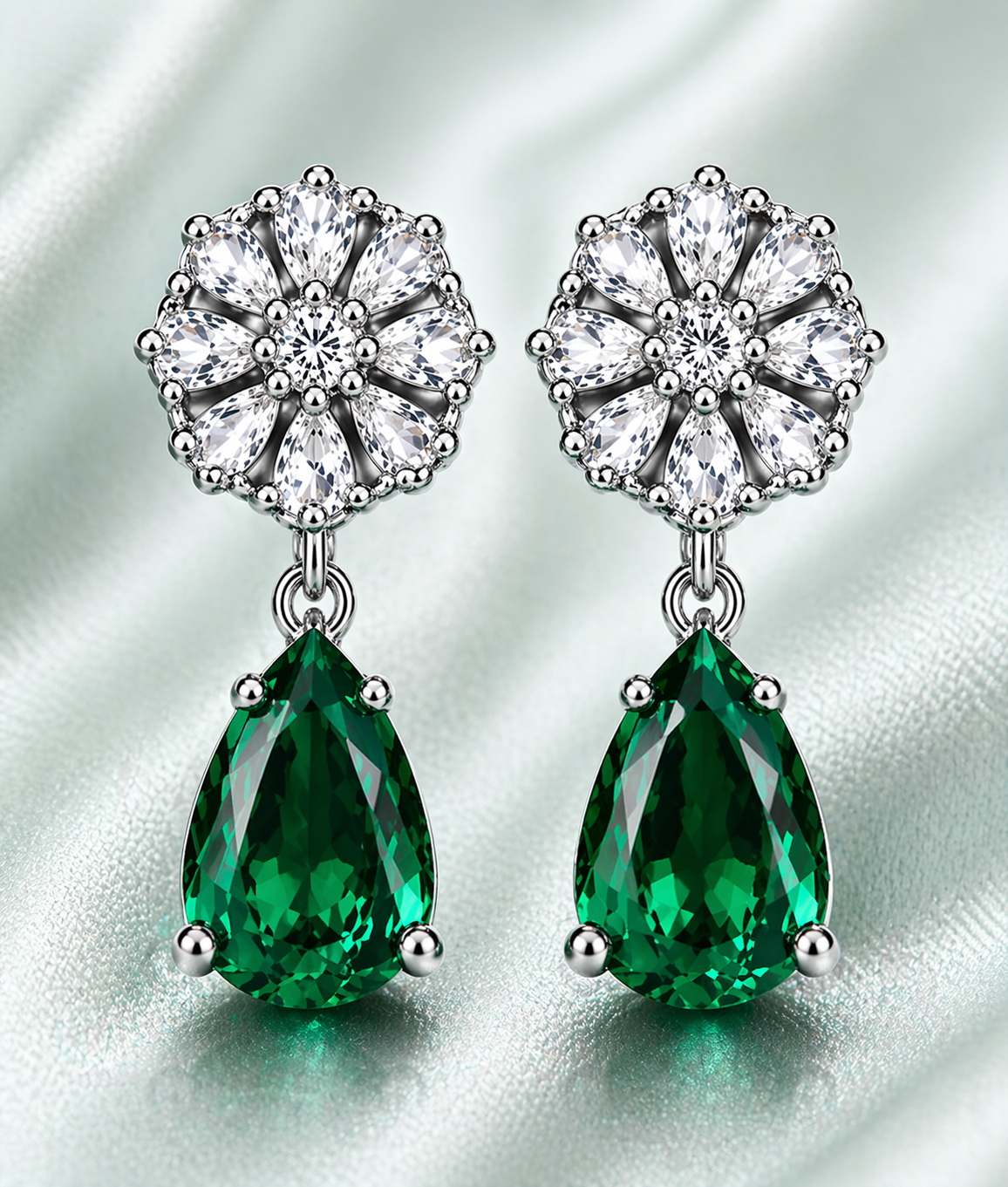 Green Stone Drop Earrings