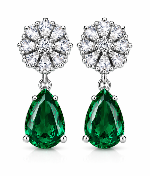 Green Stone Drop Earrings