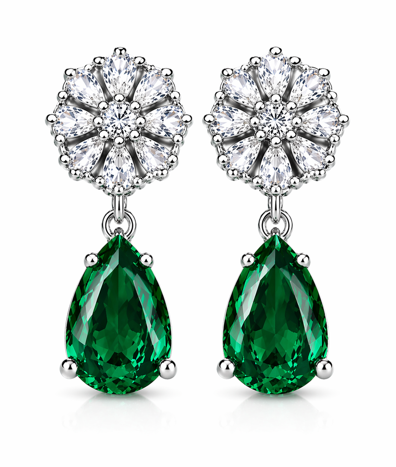Green Stone Drop Earrings