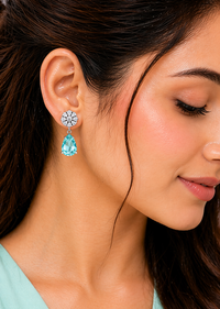 Aqua Blue Stone Drop Earrings