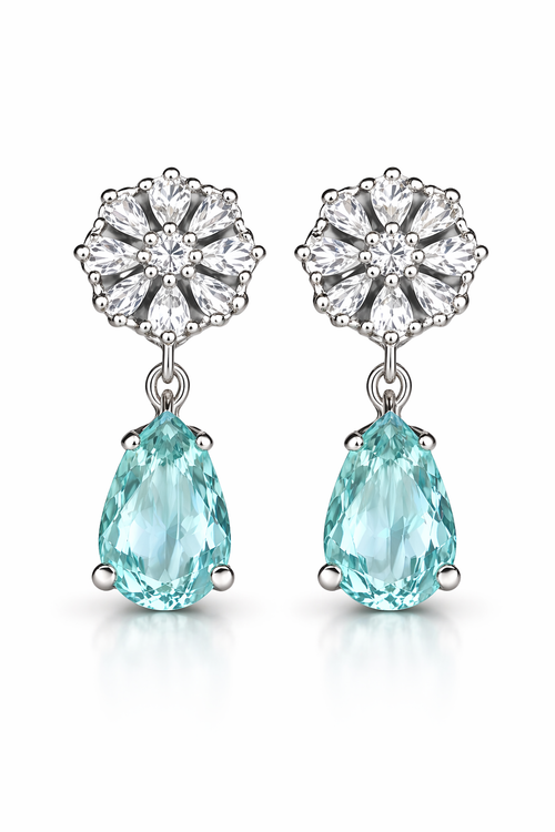 Aqua Blue Stone Drop Earrings