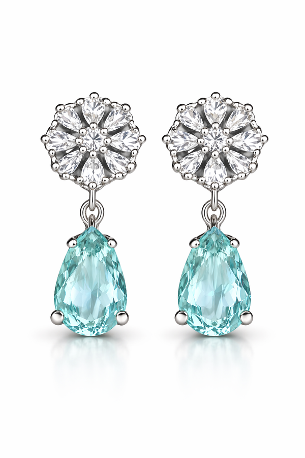 Aqua Blue Stone Drop Earrings