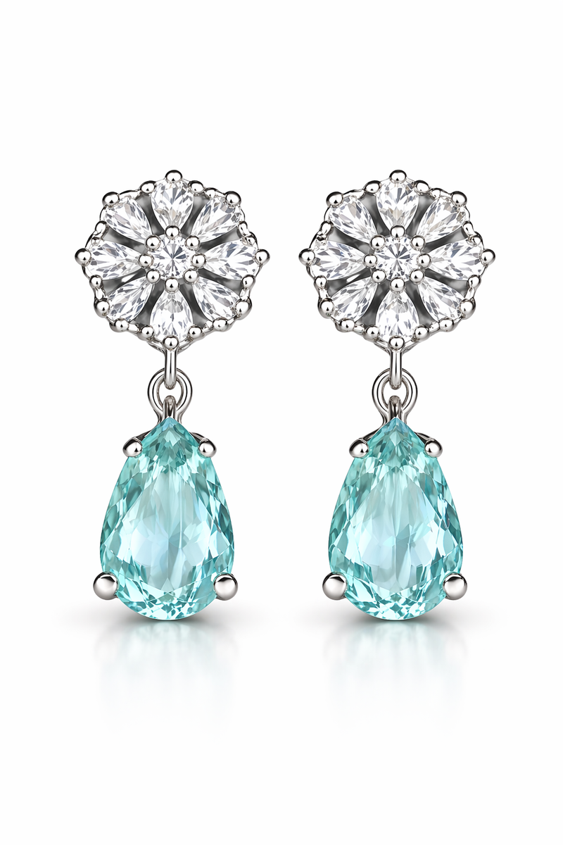 Aqua Blue Stone Drop Earrings