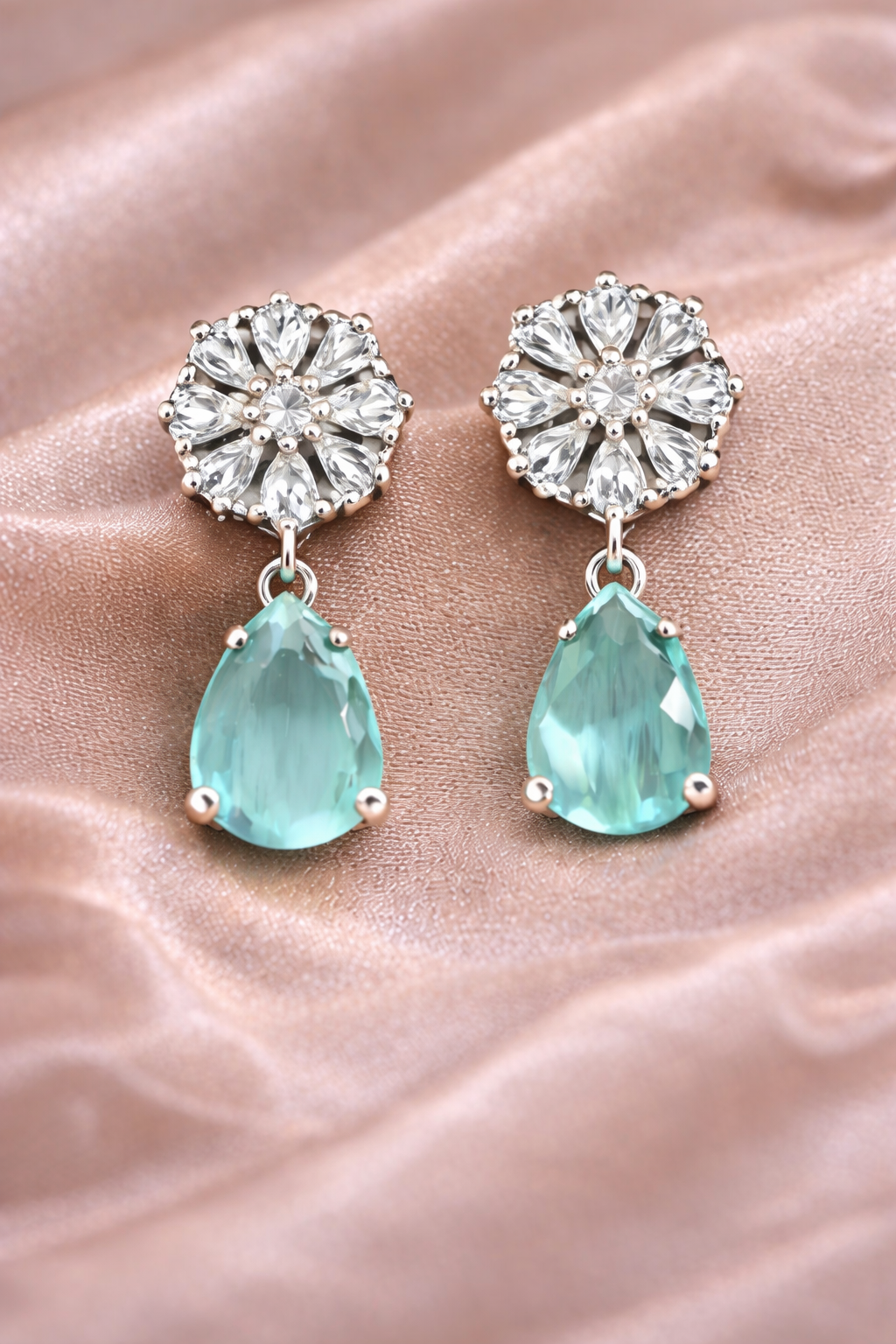 Aqua Blue Stone Drop Earrings