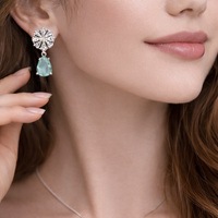Aqua Blue Stone Drop Earrings