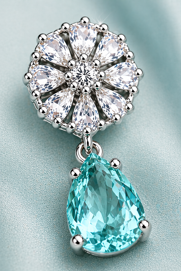 Aqua Blue Stone Drop Earrings