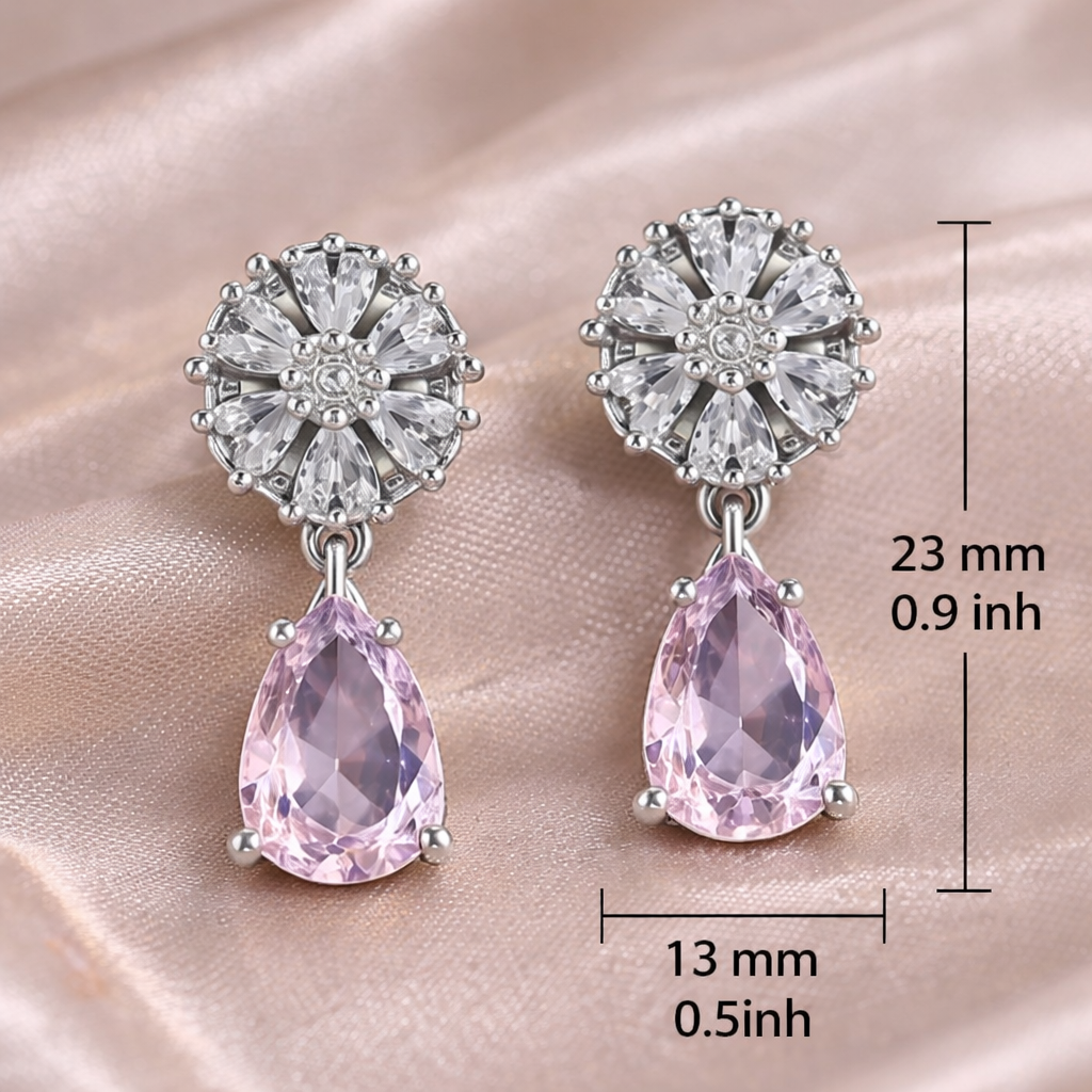 Pink Stone Drop Earrings