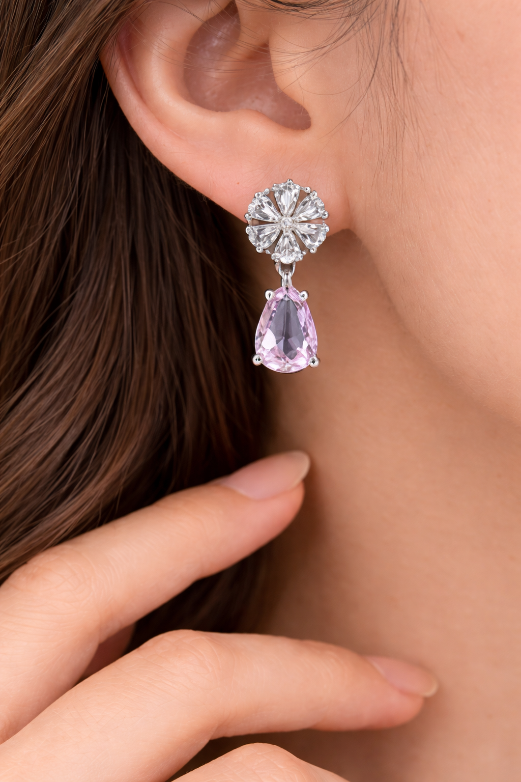 Pink Stone Drop Earrings