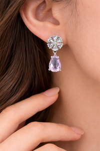 Elegant Pink Stone Dangle Earrings