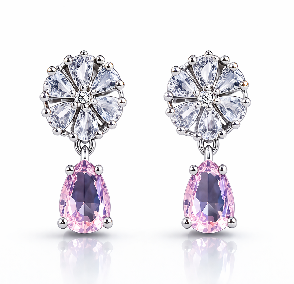 Elegant Pink Stone Dangle Earrings