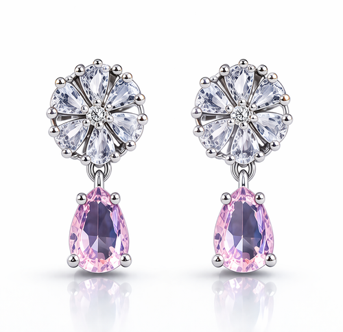 Pink Stone Drop Earrings