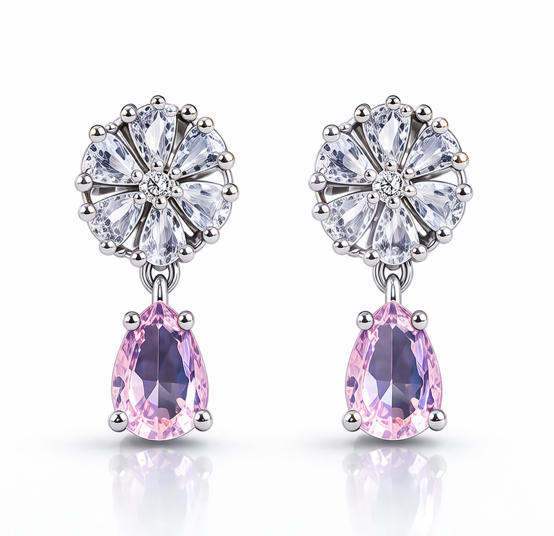 Pink Stone Drop Earrings