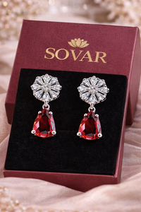 Red Stone Drop Earrings