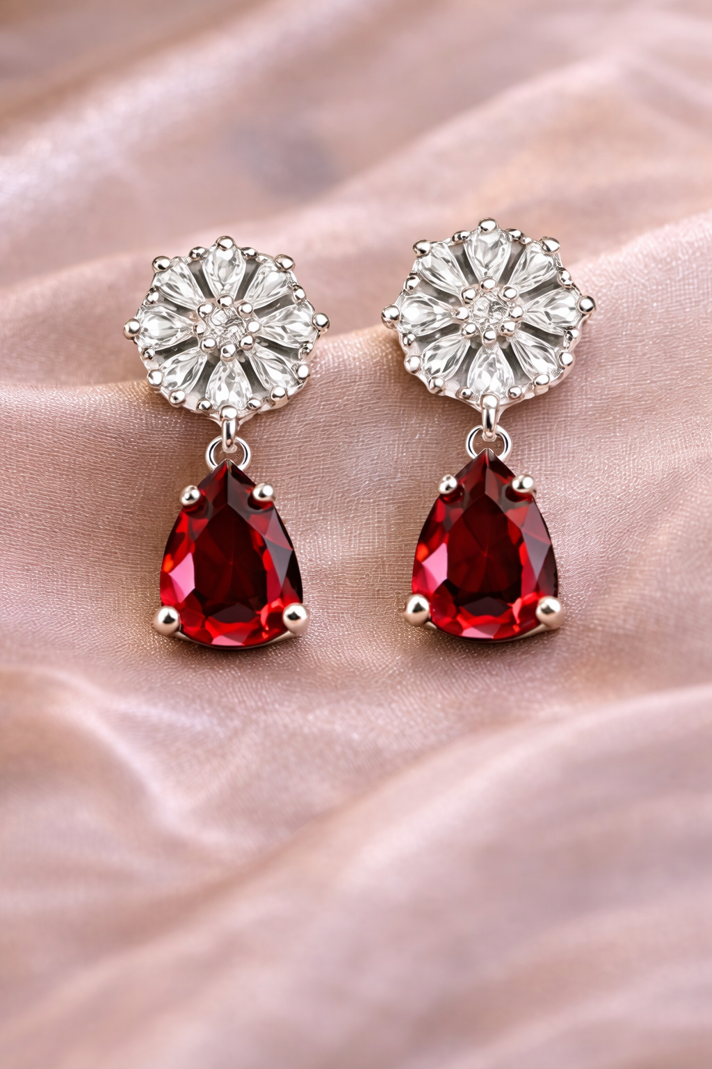 Red Stone Drop Earrings
