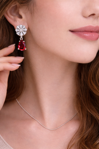 Red Stone Drop Earrings