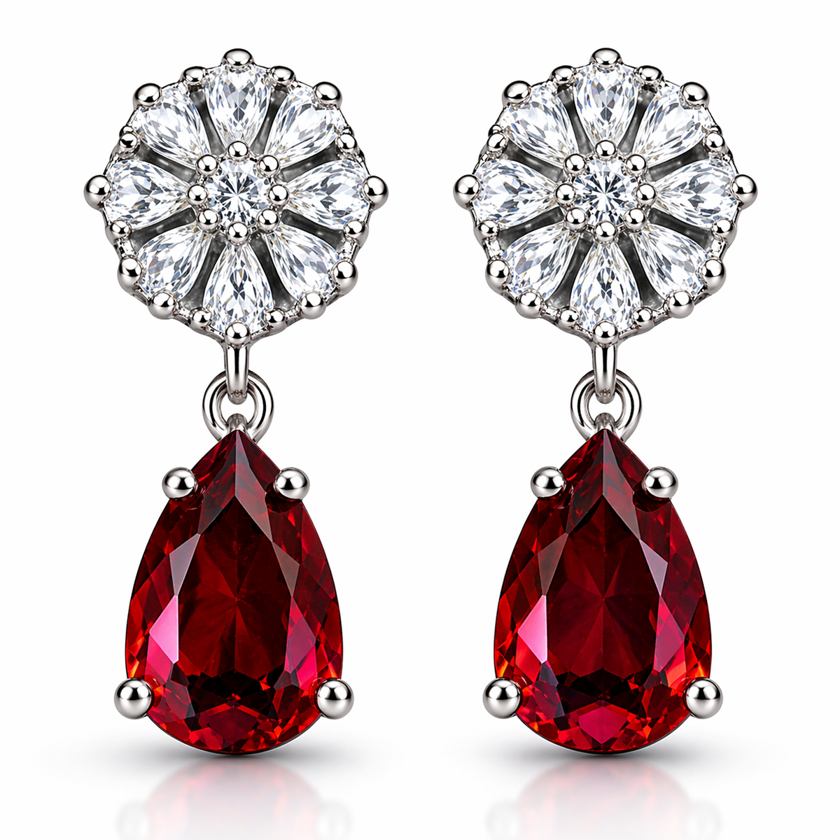 Red Stone Drop Earrings