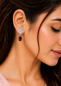 Red Stone Drop Earrings