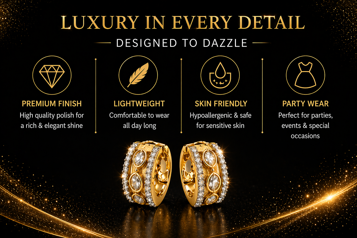Gold Plated Statement Hoop Earrings/ Bali